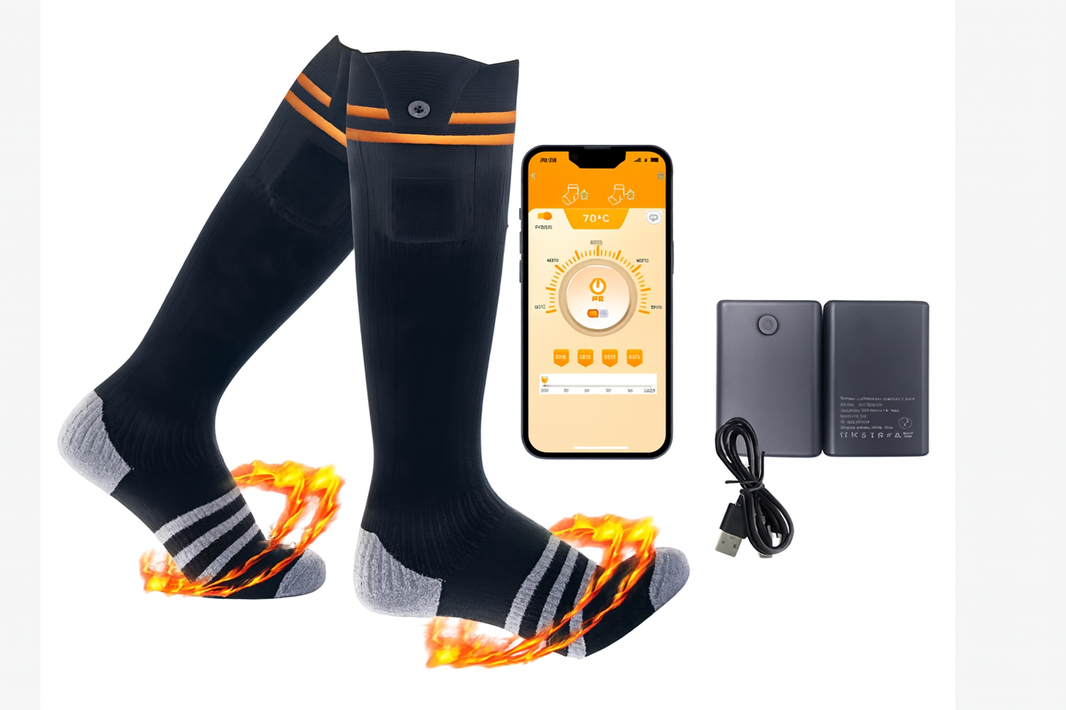 Chaussette chauffante - contrôl avec application