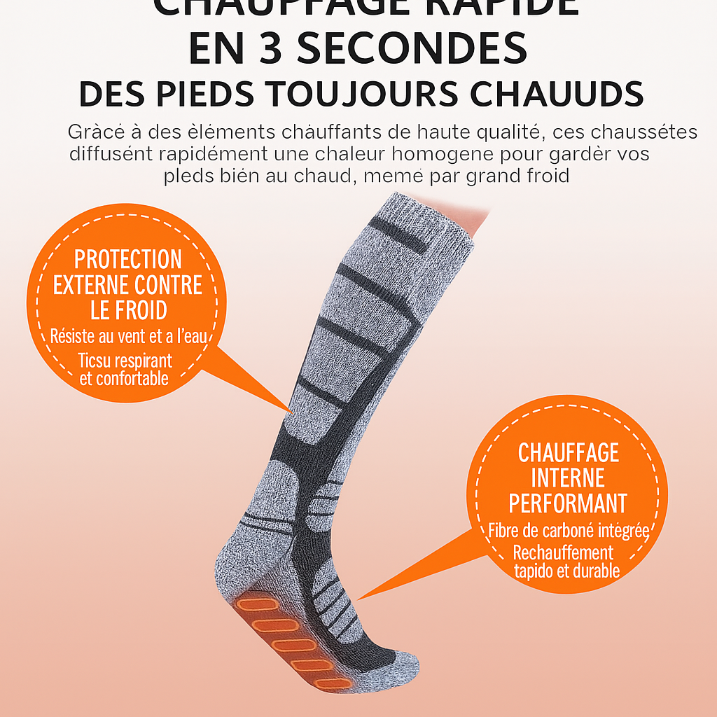 Chaussette chauffante - sport d'hiver