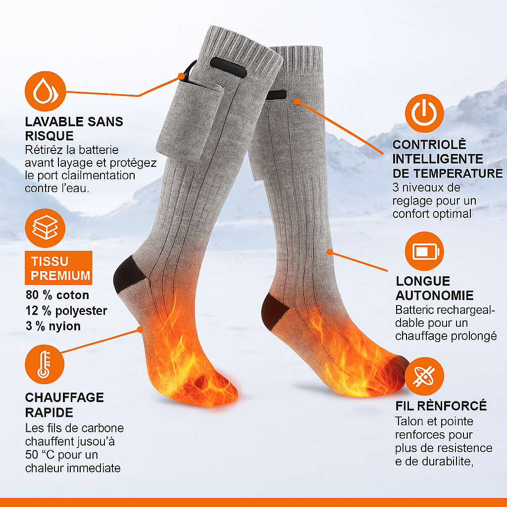 Chaussette chauffante - sport d'hiver