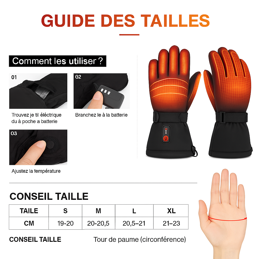 Gant chauffant - touché tactile