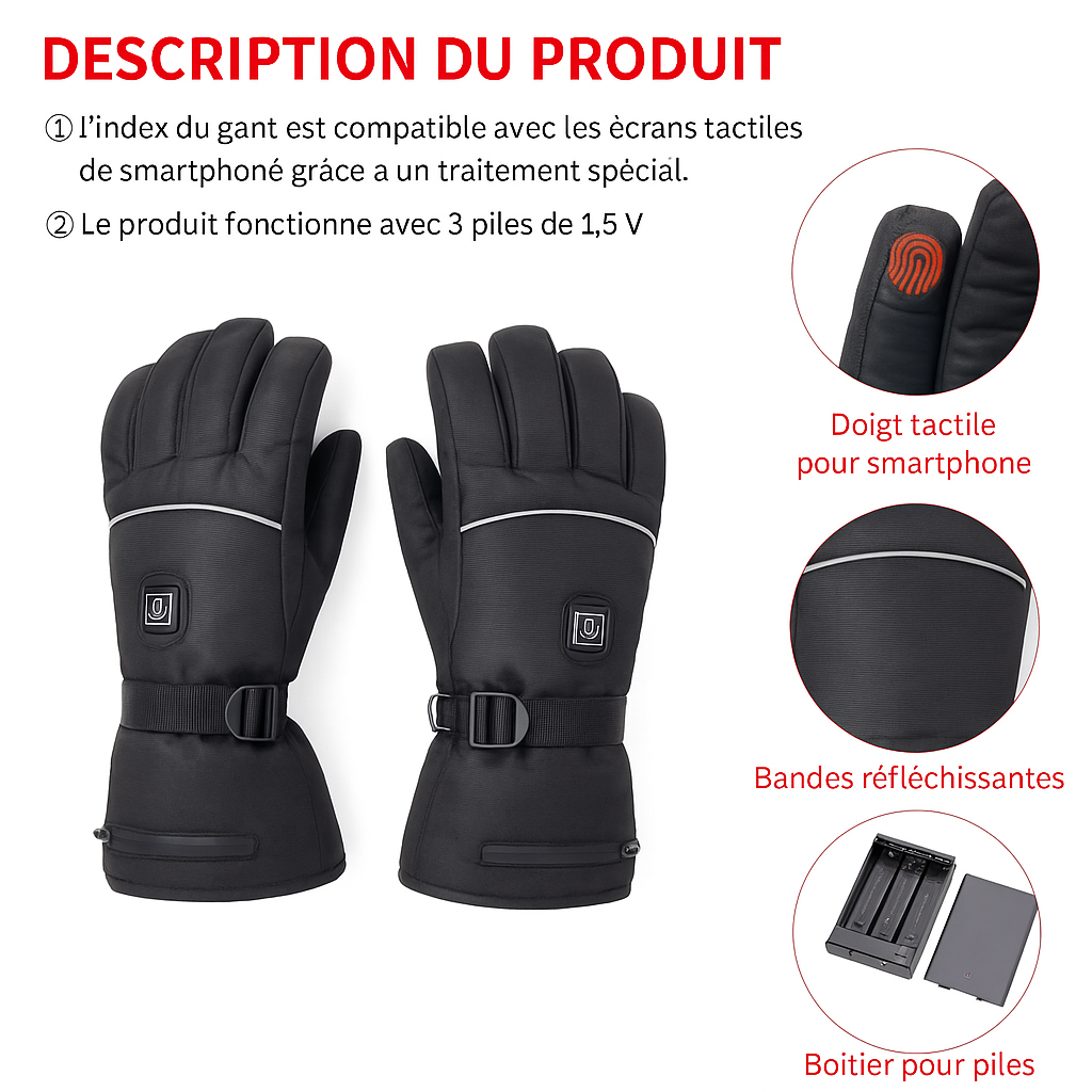 Gant chauffant - rechargeable - tactile