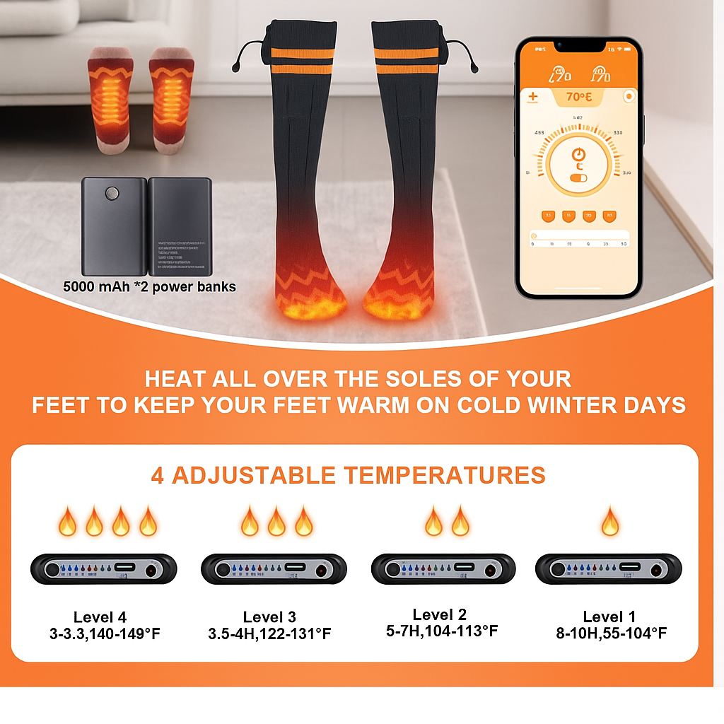 Chaussette chauffante - contrôl avec application