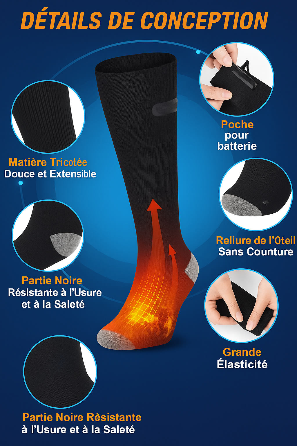 Chaussette chauffante - sport d'hiver
