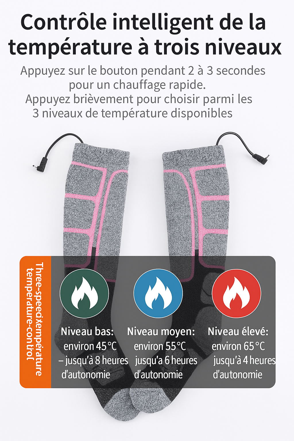 Chaussette chauffante - sport d'hiver