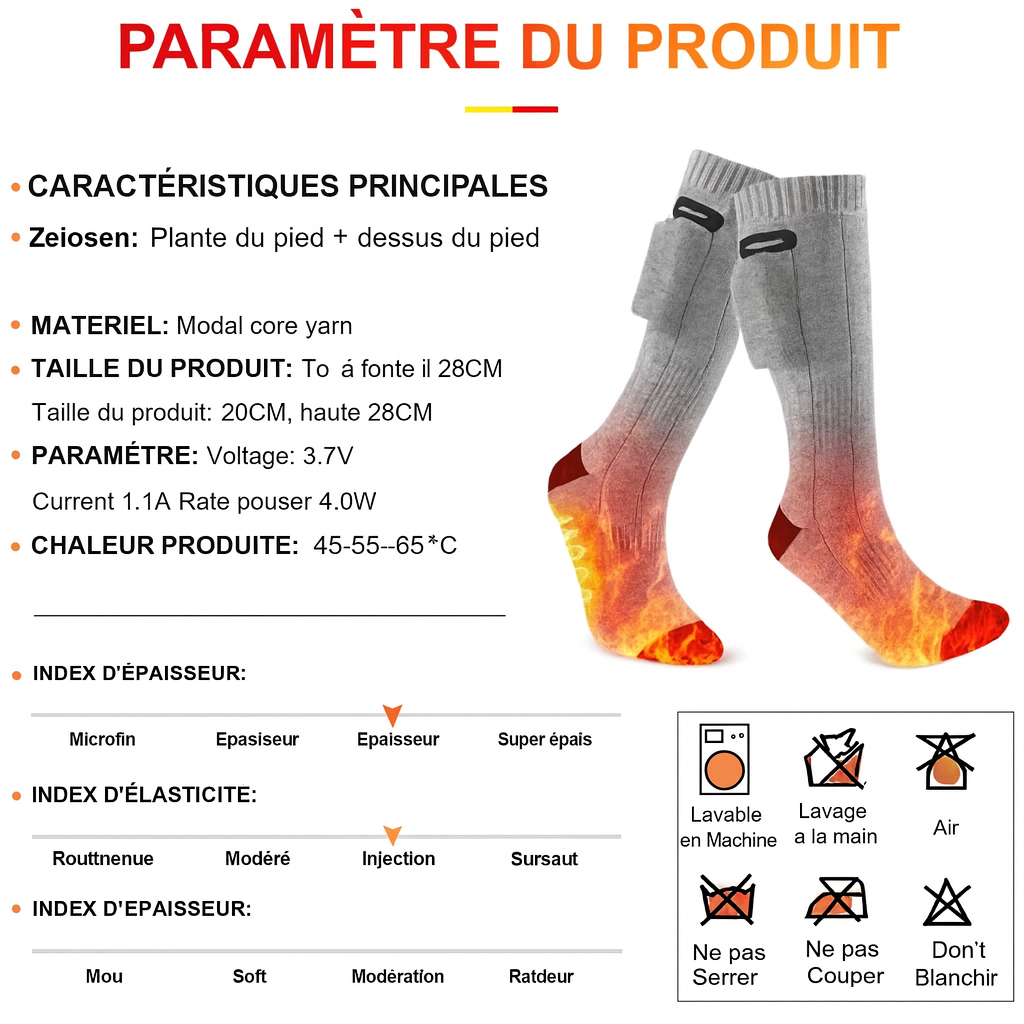 Chaussette chauffante - sport d'hiver