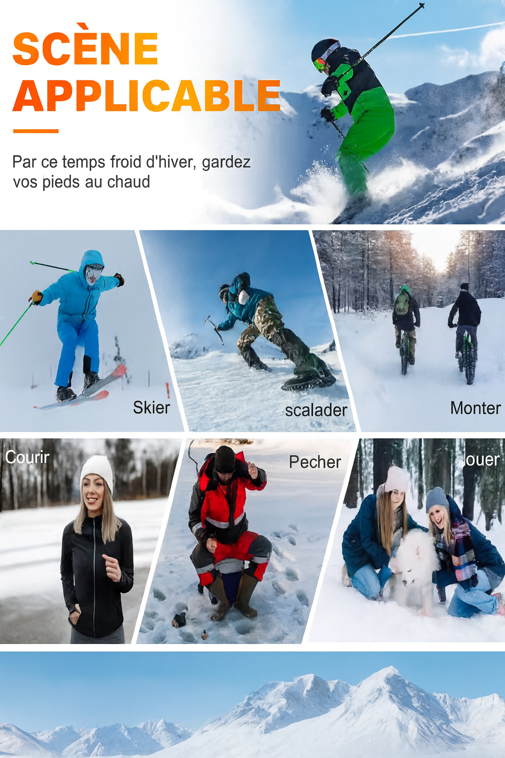 Chaussette chauffante - sport d'hiver