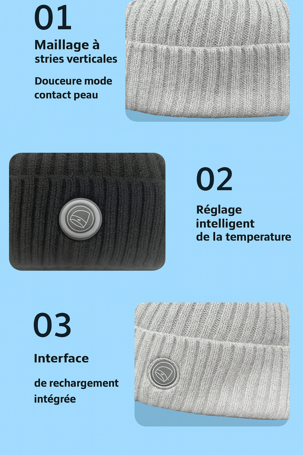 Bonnet chauffant - tricoté